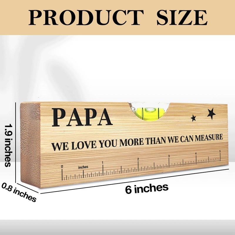 AACQQ Fathers Day Birthday Gifts for Papa Dad from Daughter Son Wife Wooden Spirit Level Valentines Christmas Thank You Gifts Ideas for Daddy New Dad Papa Grandpa - Image 2